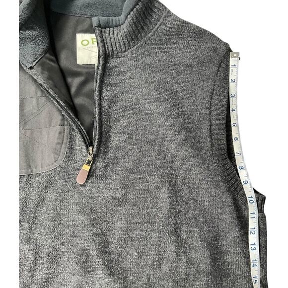 ORVIS Mens 100% Wool Vest 1/4 Zip and Shooting Patch on Shoulder Gray Large - Picture 9 of 9